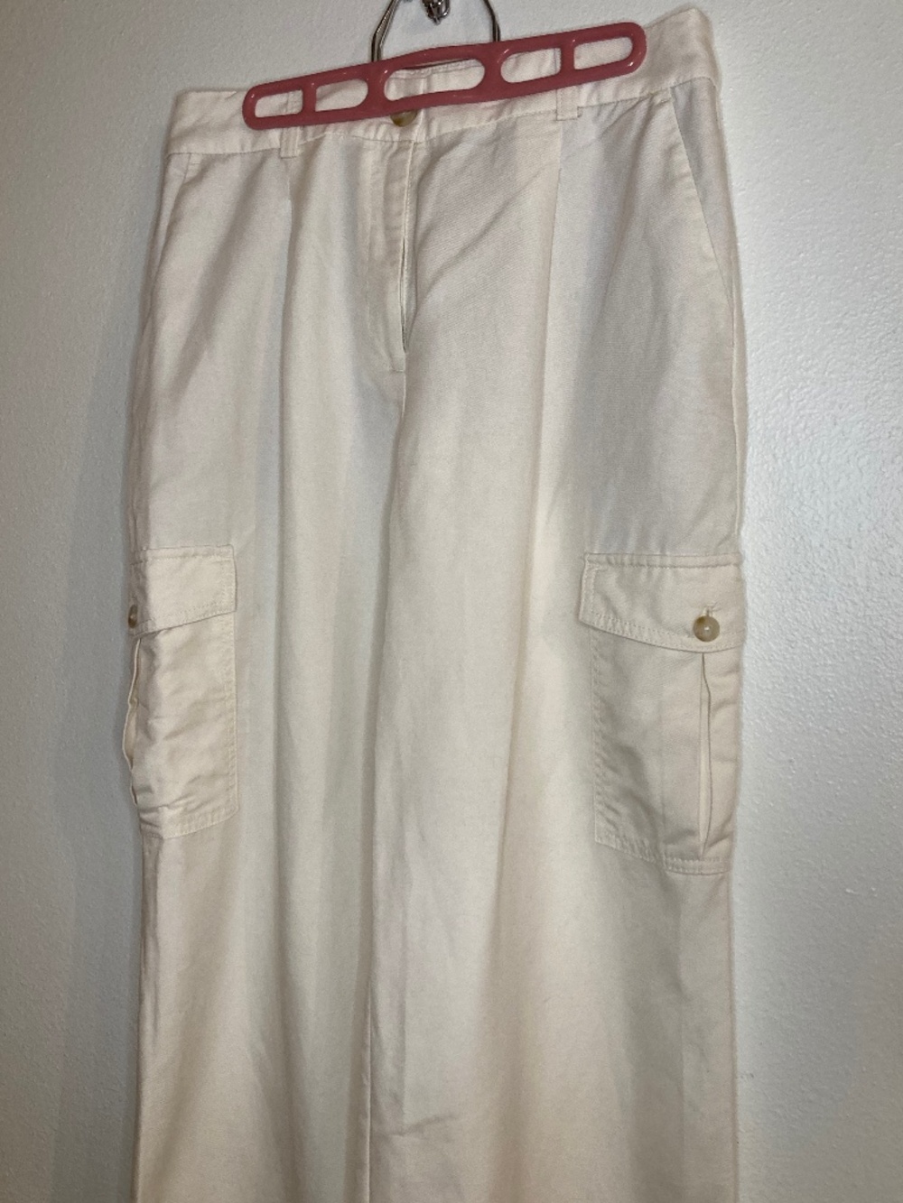 loft linen blend cargo pocket wide straight leg high rise pants